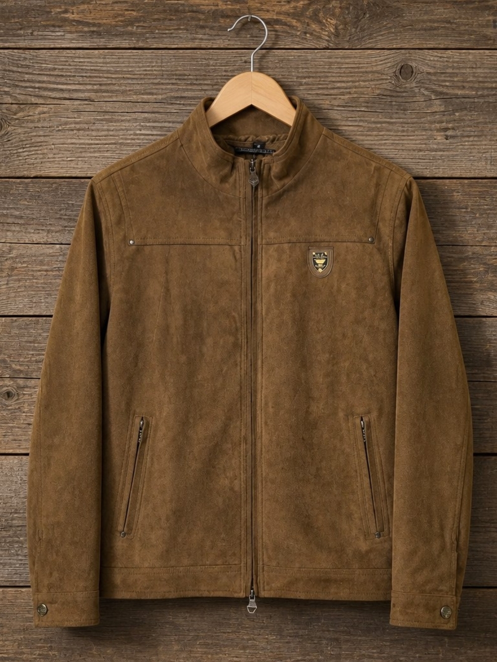 EA Collection Italy Style Men's Brown Faux Suede Zip Jacket Size Medium